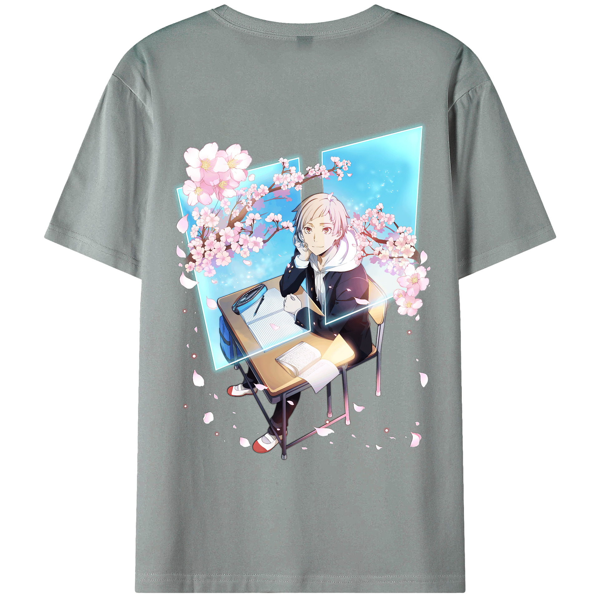 （画像用） 文豪ストレイドッグス Bungo Stray Dogs 綿100％ メンズ半袖Tシャツ（バックプリント） 通気性